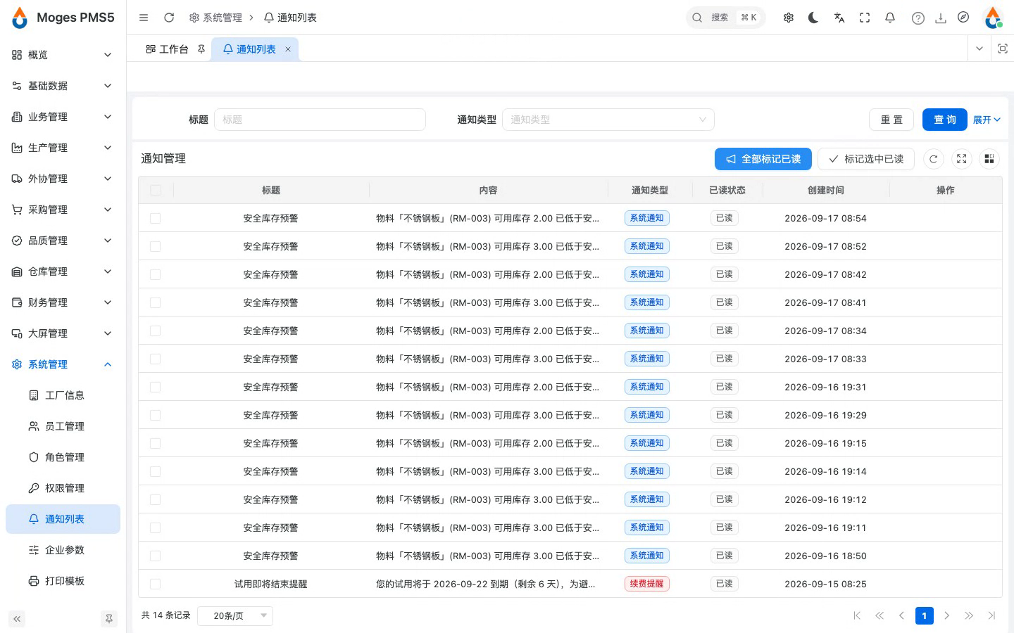 全部标记已读